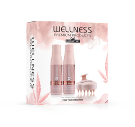 WELLNESS PREMIUM PRODUCTS zestaw VolumePlex (szampon 500ml, odżywka 500ml, różowy masażer do włosów)