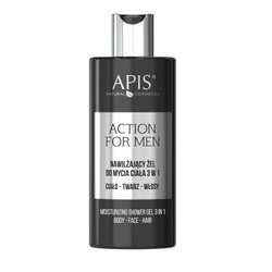 APIS Action For Men nawilżający żel do mycia ciała 3w1 300ml
